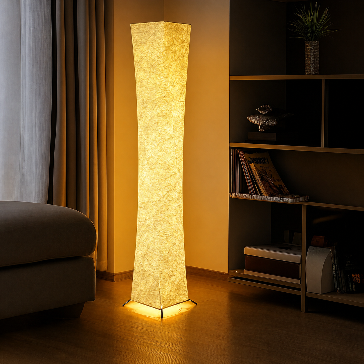 Modern Fabric Floor Lamp – 3 Color Temperatures & Adjustable Brightness
