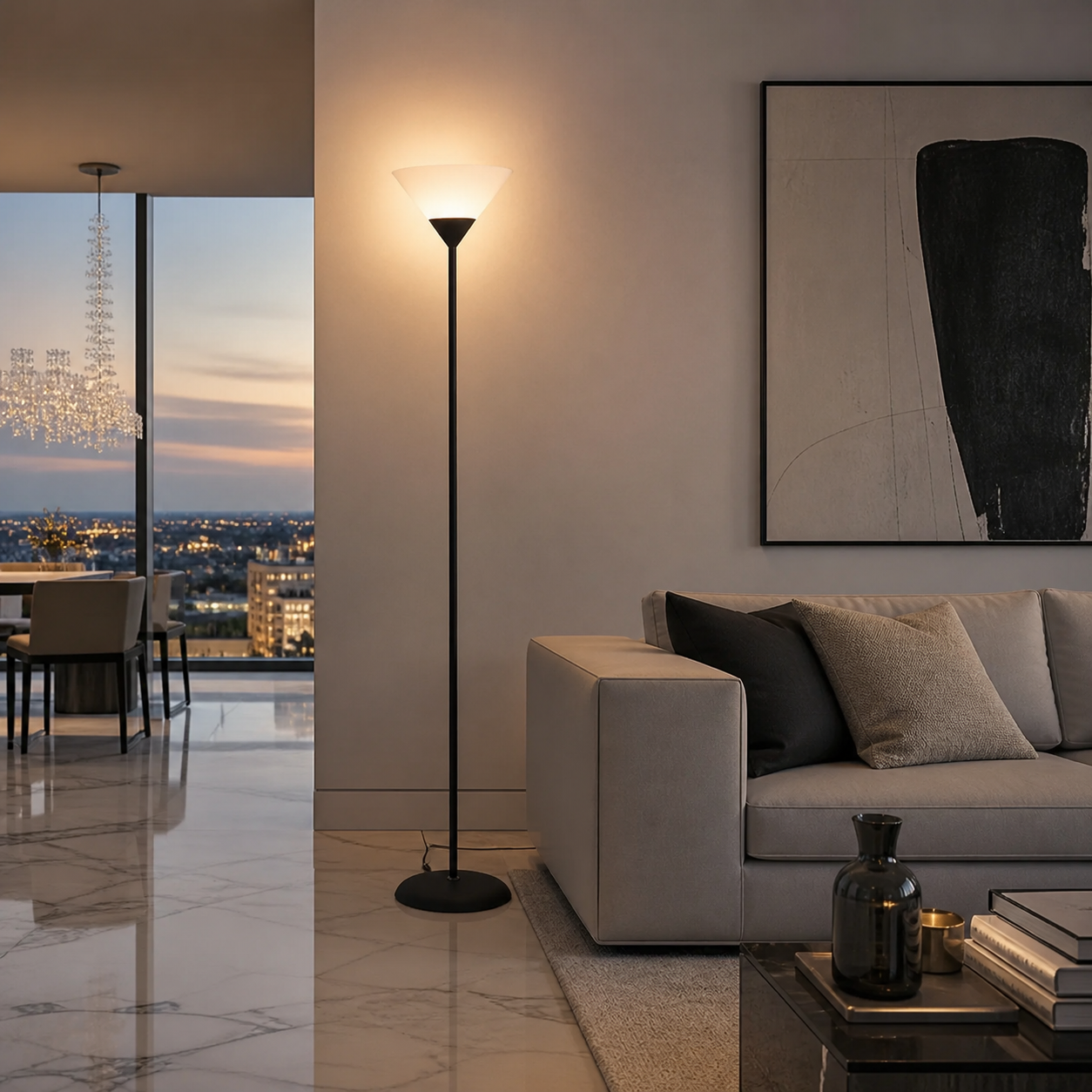 Modern Uplight Floor Lamp – Minimal Standing Lamp w/ Soft Ambient Glow