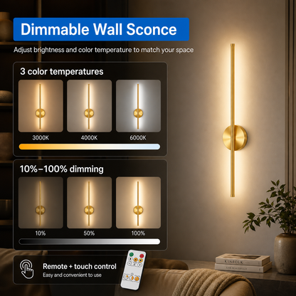 Dimmable LED Wall Sconce – Rechargeable Wall Light w/ Remote Control