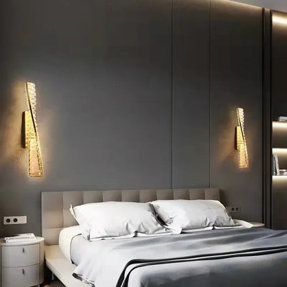 Luxury Crystal Gold Metal Wall Lamp - Modern Irregular LED Wall Light for Villa, Hotel Corridor & Bedside Decor