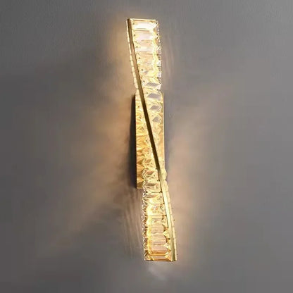 Luxury Crystal Gold Metal Wall Lamp - Modern Irregular LED Wall Light for Villa, Hotel Corridor & Bedside Decor