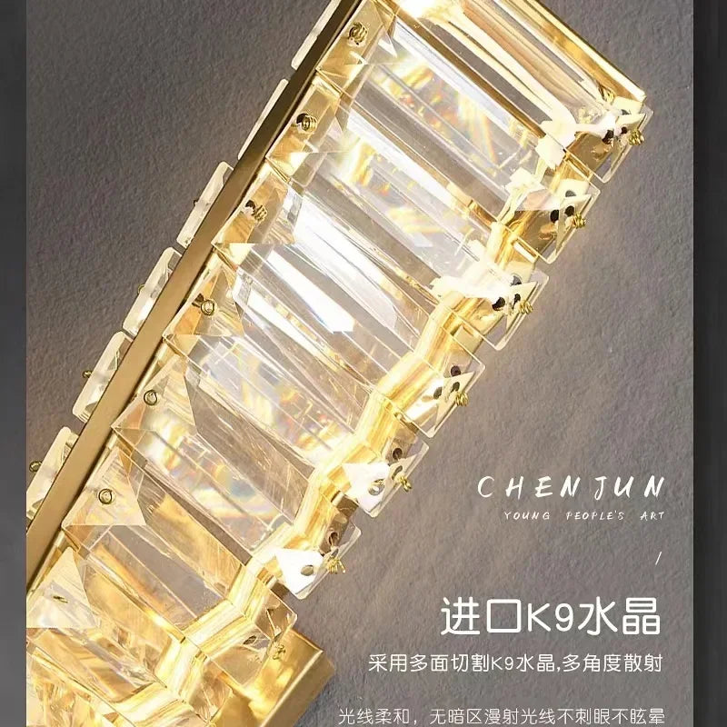 Luxury Crystal Gold Metal Wall Lamp - Modern Irregular LED Wall Light for Villa, Hotel Corridor & Bedside Decor