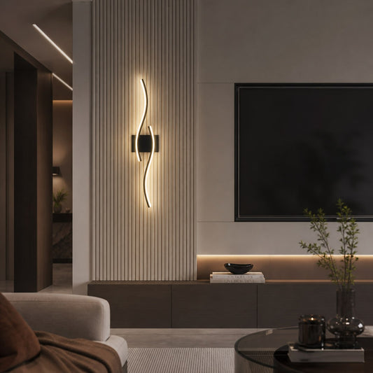 Minimalist Curved LED Wall Lamp with Remote Dimming